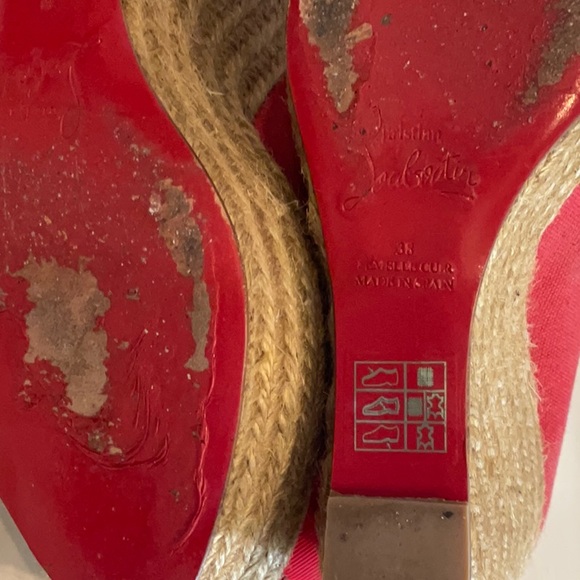 Christian Louboutin red espadrille platform wedge sz 38 vintage - Picture 11 of 12